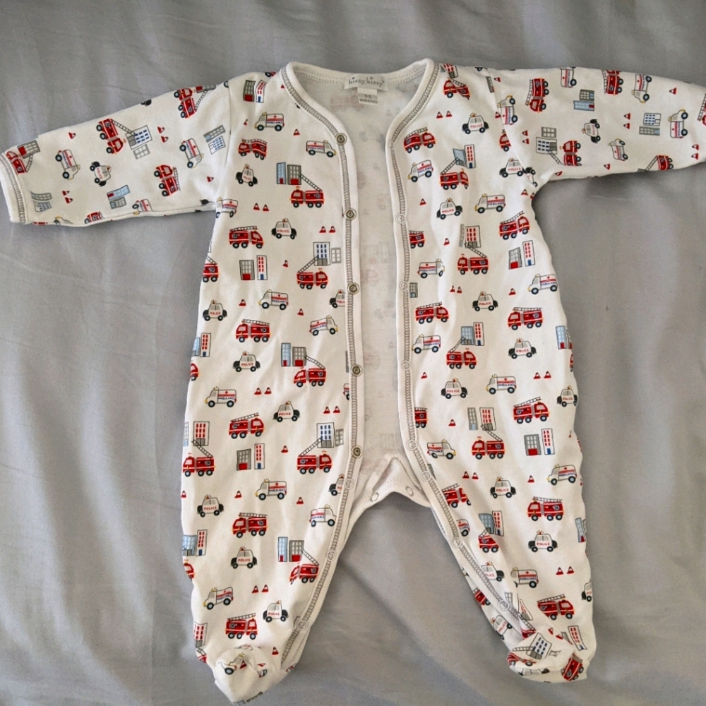 Kissy Kissy City Rescue Print Zip Footie 3-6 mo